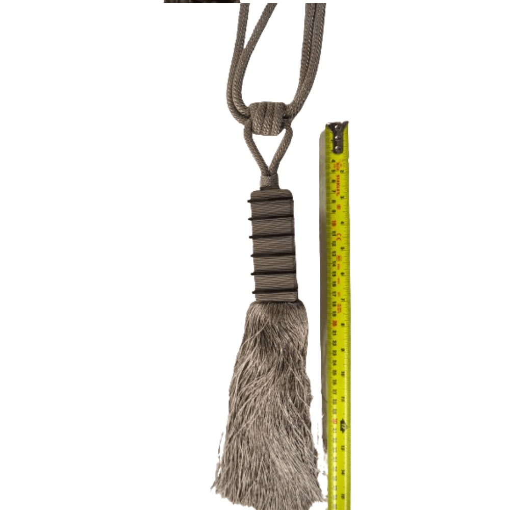 _Grey Luxury Tassel Tie Back,with ribbed collar - Clearance Fabric Shop
