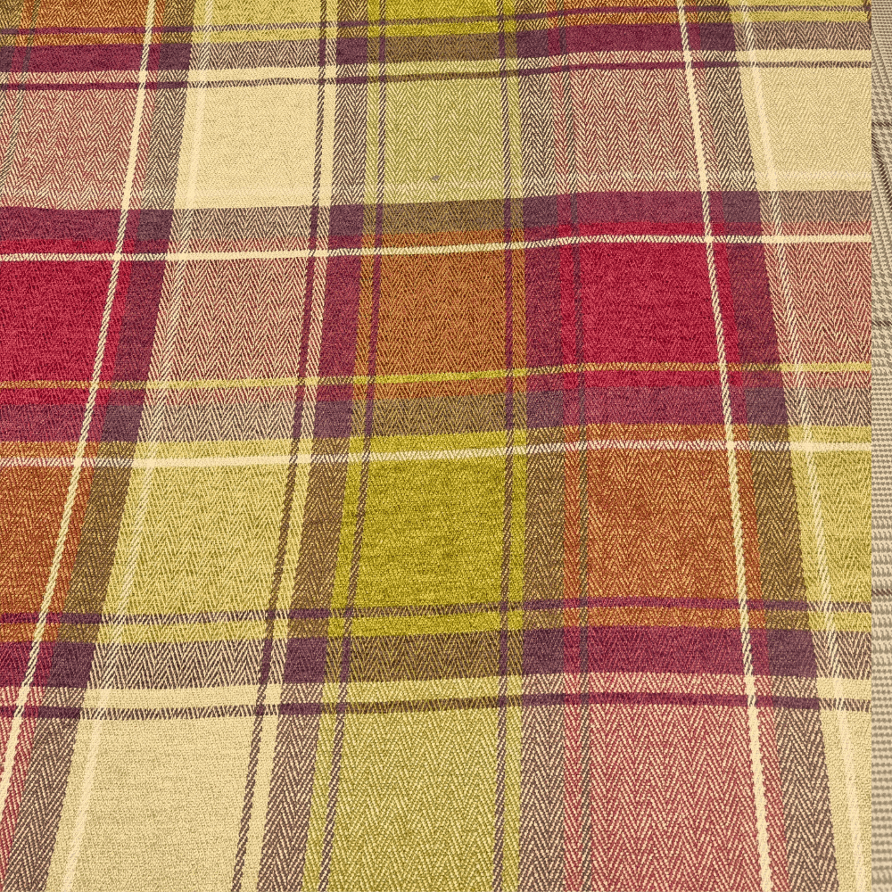 Hallis Hudson Argyle Claret Check Curtain Fabric - Clearance Fabric Shop