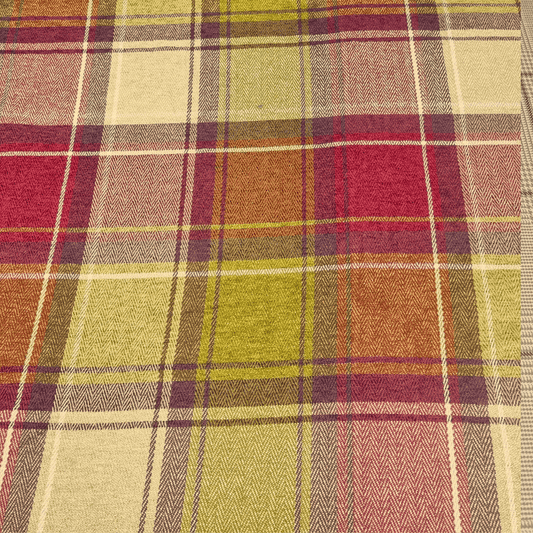 Hallis Hudson Argyle Claret Check Curtain Fabric - Clearance Fabric Shop