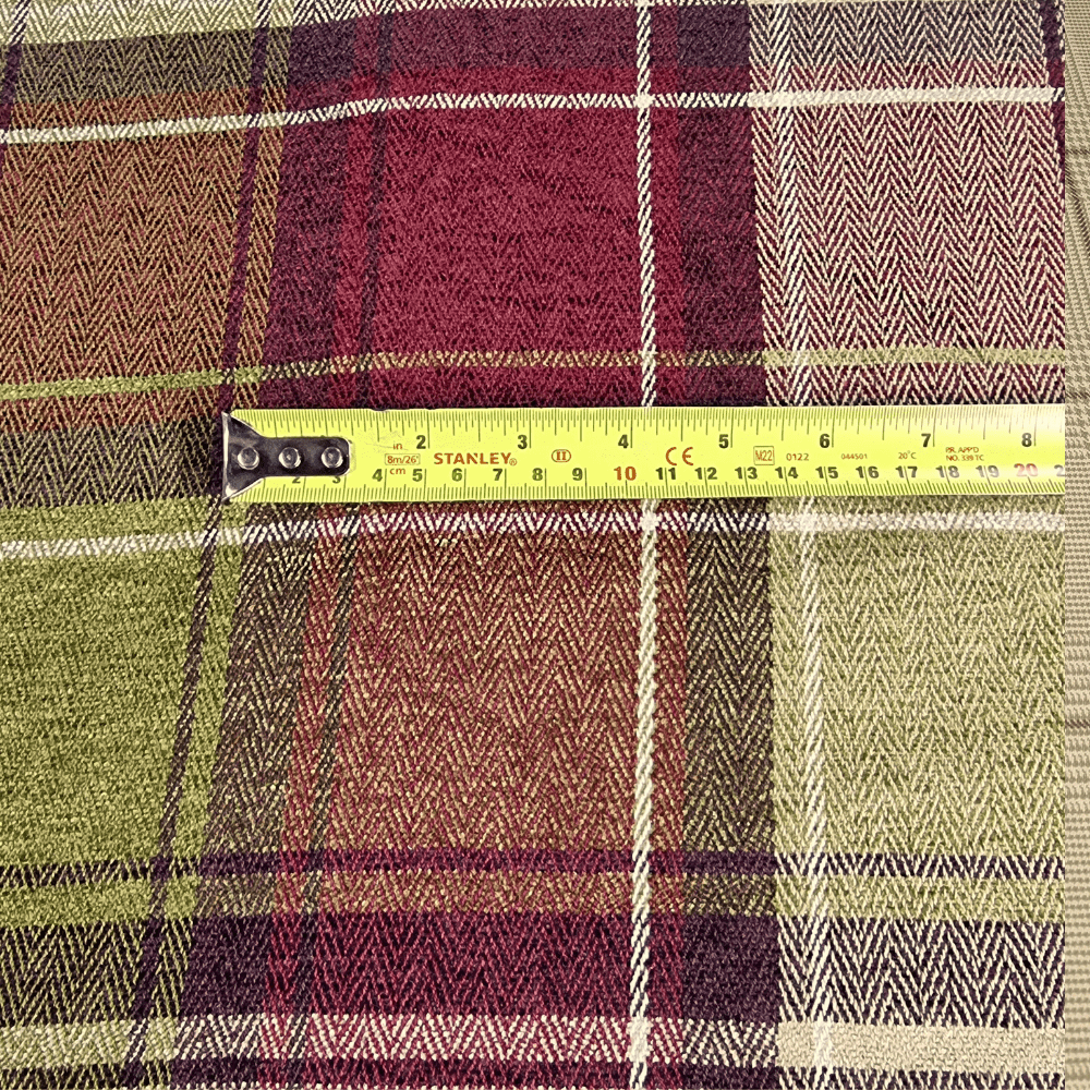 Hallis Hudson Argyle Claret Check Curtain Fabric - Clearance Fabric Shop