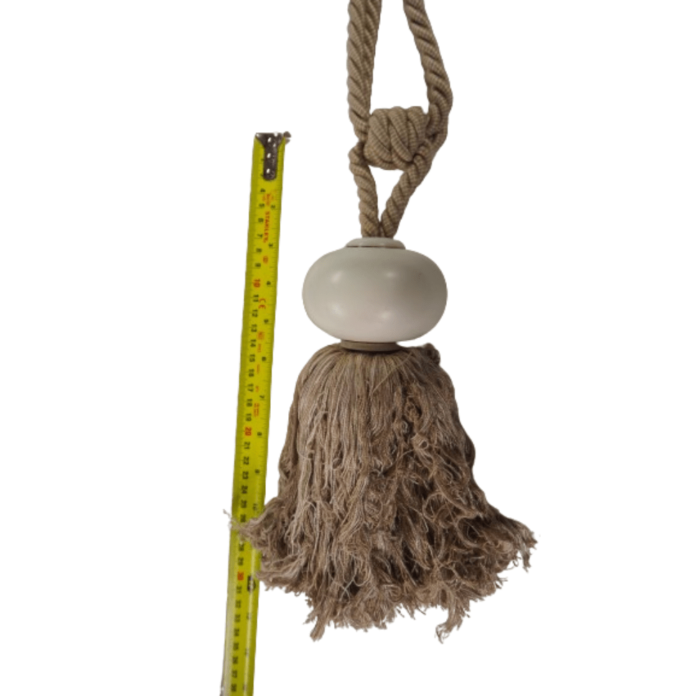 _Ivory Wood Taupe Tassel Rustic Statement Tassel Tie Back - Clearance Fabric Shop