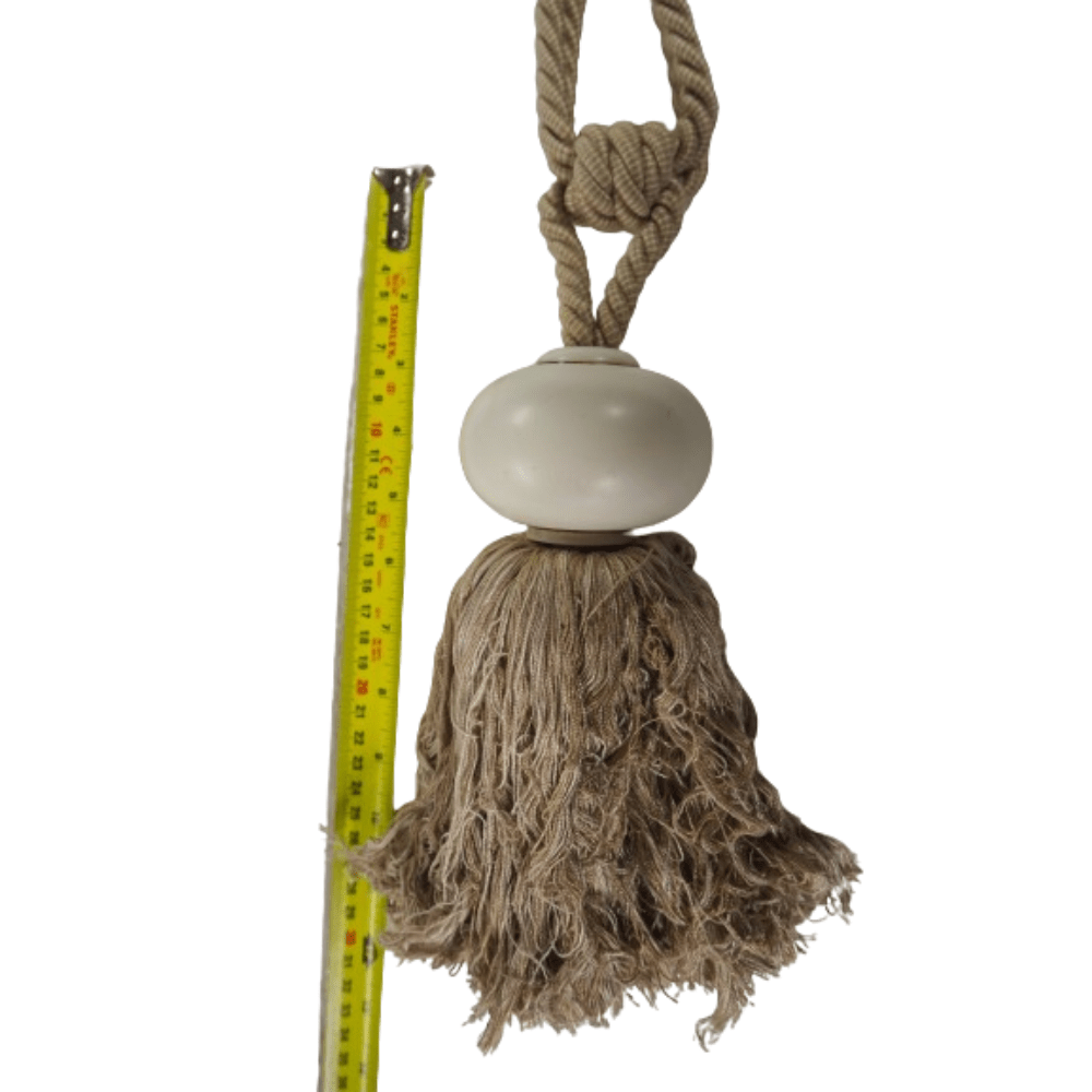 _Ivory Wood Taupe Tassel Rustic Statement Tassel Tie Back - Clearance Fabric Shop
