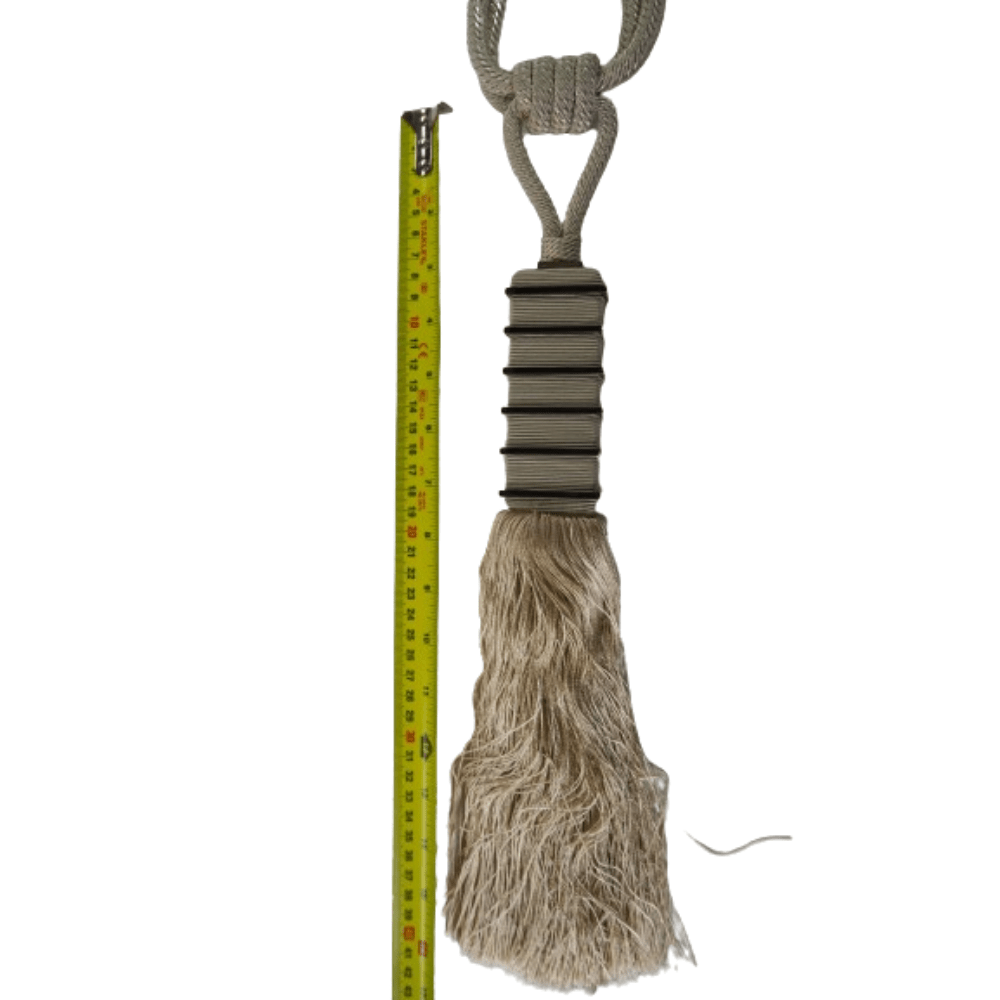 _Oyster and Silver Luxury Tassel Tie Back,with ribbed collar - Clearance Fabric Shop