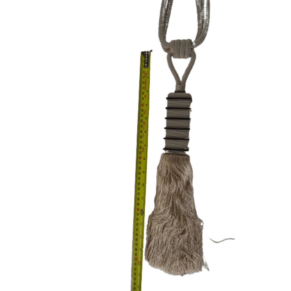 _Oyster and Silver Luxury Tassel Tie Back,with ribbed collar - Clearance Fabric Shop