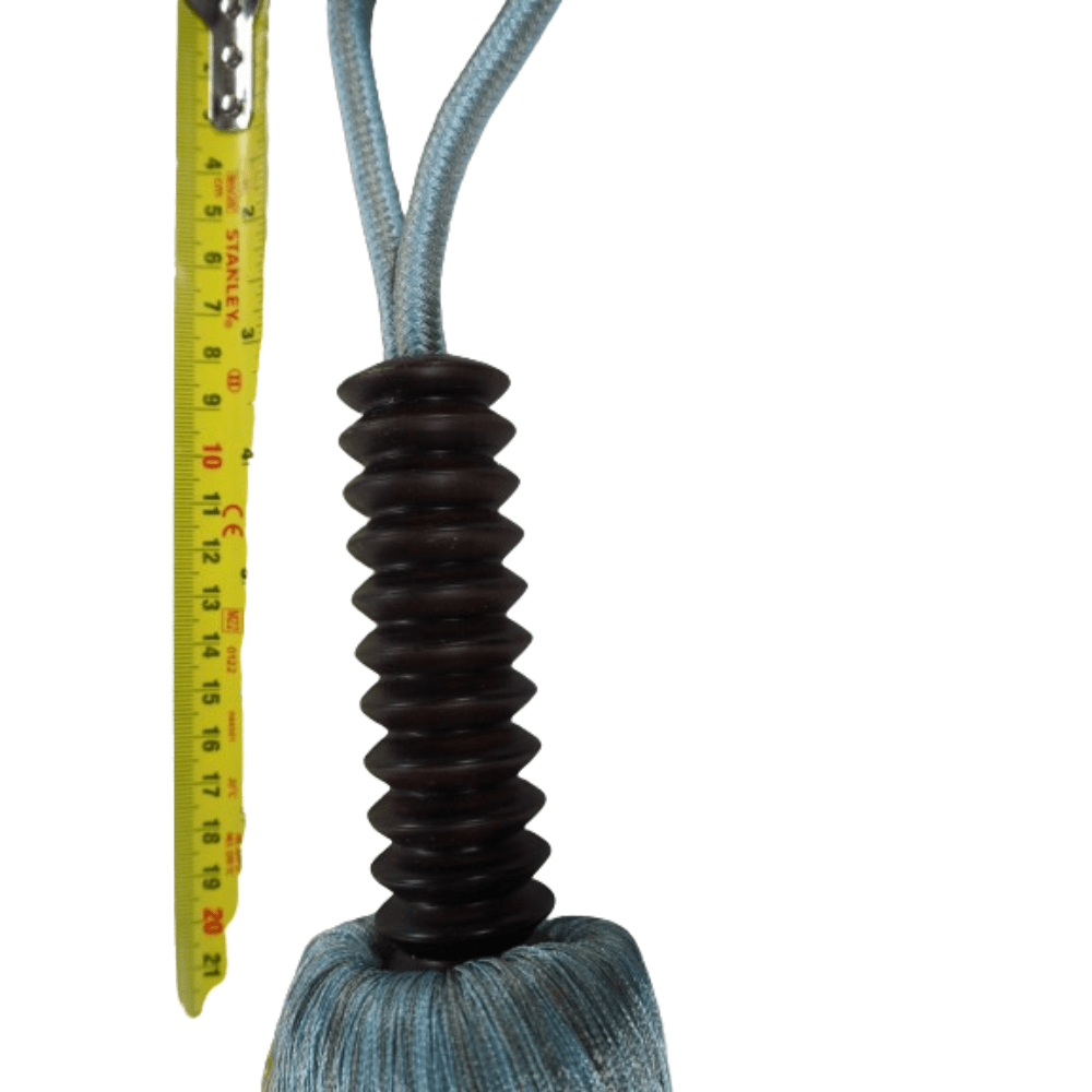 _Pale Blue and Grey Luxury Tassel Tie Back with wood collar - Clearance Fabric Shop