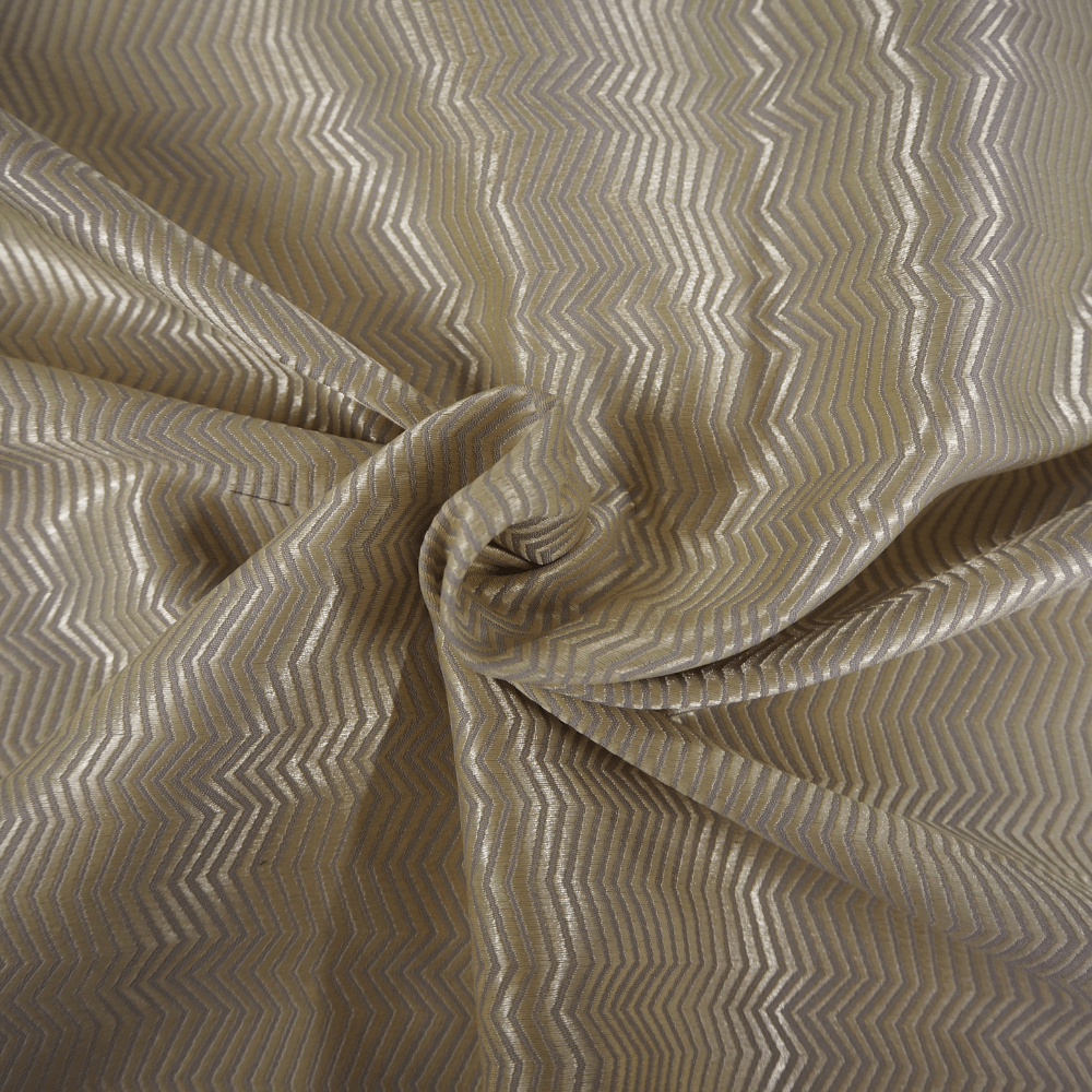 Panaz Buttermilk on grey - lightweight curtain fabric - Clearance Fabric Shop