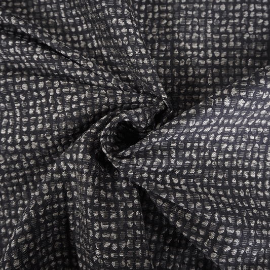 Panaz Charcoal raised pattern Curtain and Upholstery Fabric. - Clearance Fabric Shop