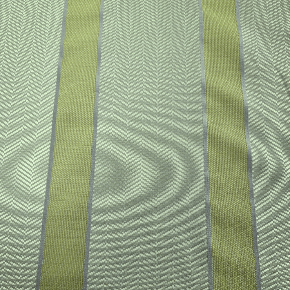 Panaz Columbus Green and Grey Herringbone and Stripe Curtain Fabric - Clearance Fabric Shop