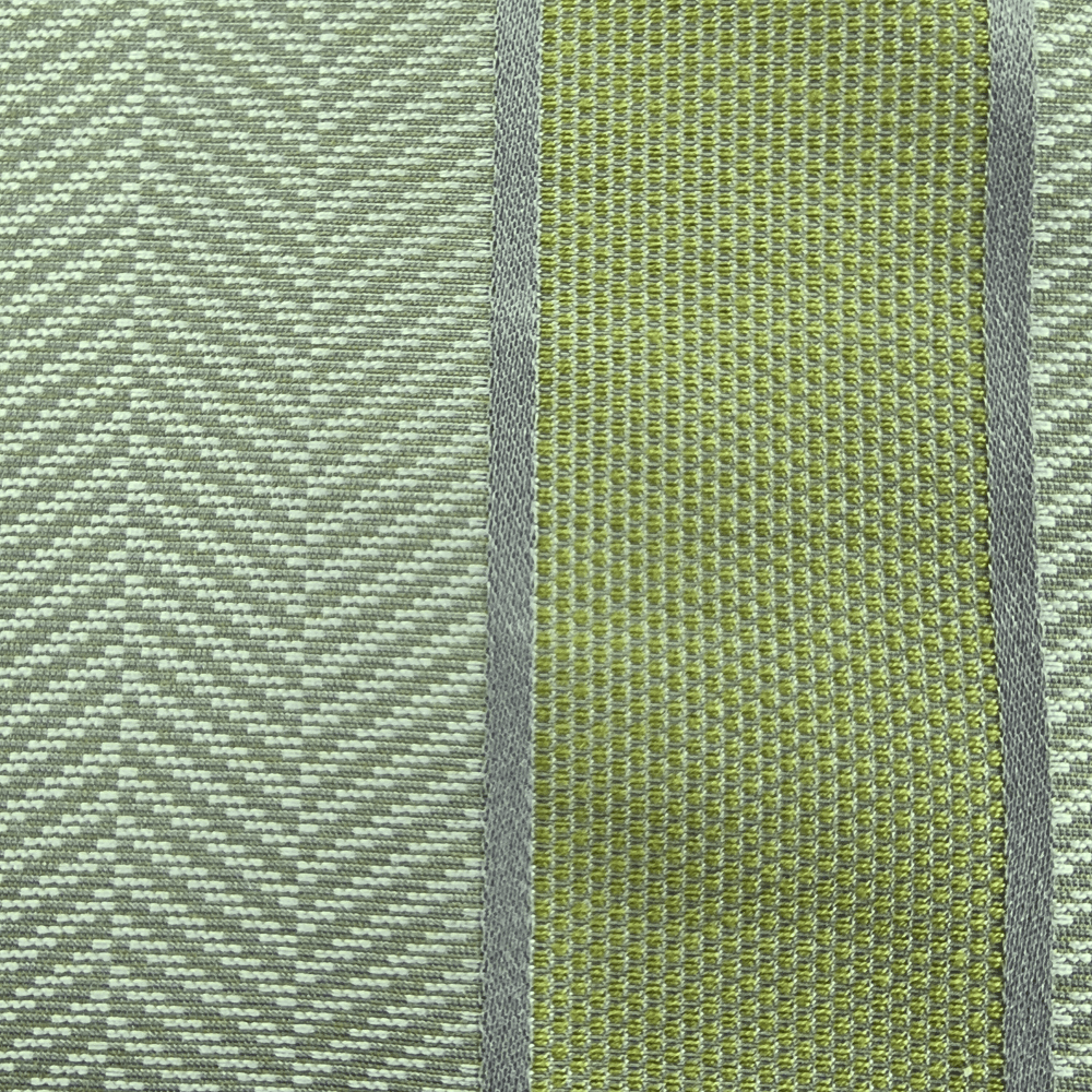 Panaz Columbus Green and Grey Herringbone and Stripe Curtain Fabric - Clearance Fabric Shop