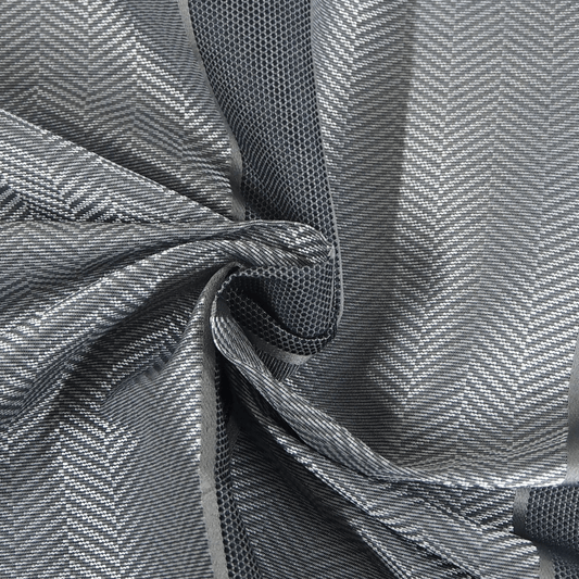 Panaz Columbus Silver Grey Striped Curtain Fabric - Clearance Fabric Shop