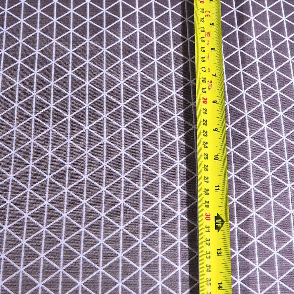 Panaz Galileo Mauve and White Geometric lightweight curtain fabric - Clearance Fabric Shop
