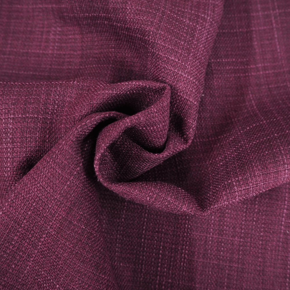 Plum Linen effect F/R Curtain and Upholstery Fabric. - Clearance Fabric Shop