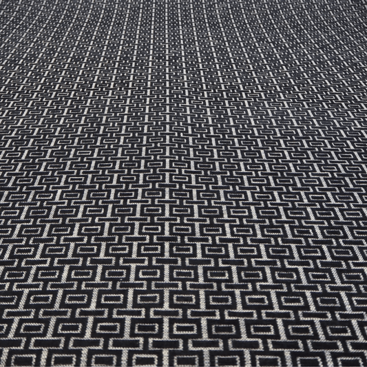 Plush pile indent velvet chenille - Black and Grey geometric fabric. - Clearance Fabric Shop