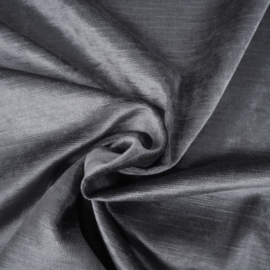 Plush Velvet/chenille Gunmetal Grey Curtain Fabric. - Clearance Fabric Shop
