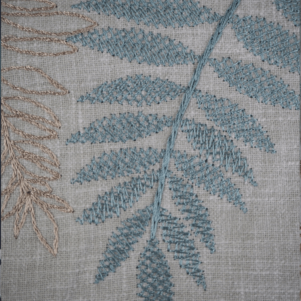Prestigious embroidered fern design curtain fabric. - Clearance Fabric Shop