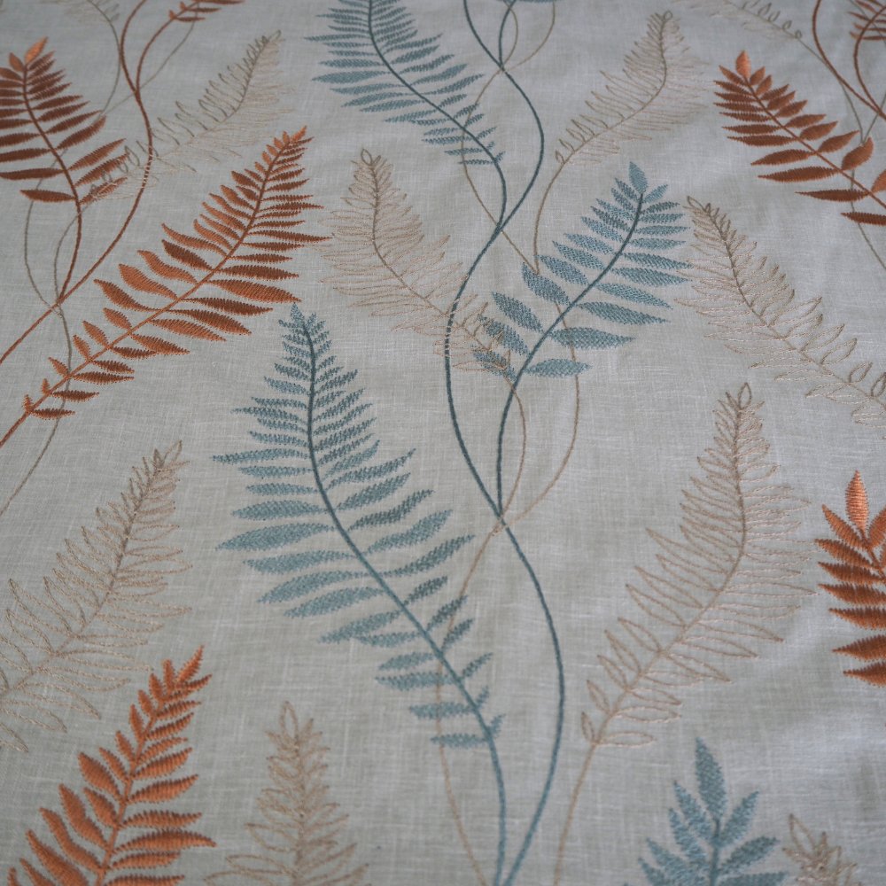 Prestigious embroidered fern design curtain fabric. - Clearance Fabric Shop