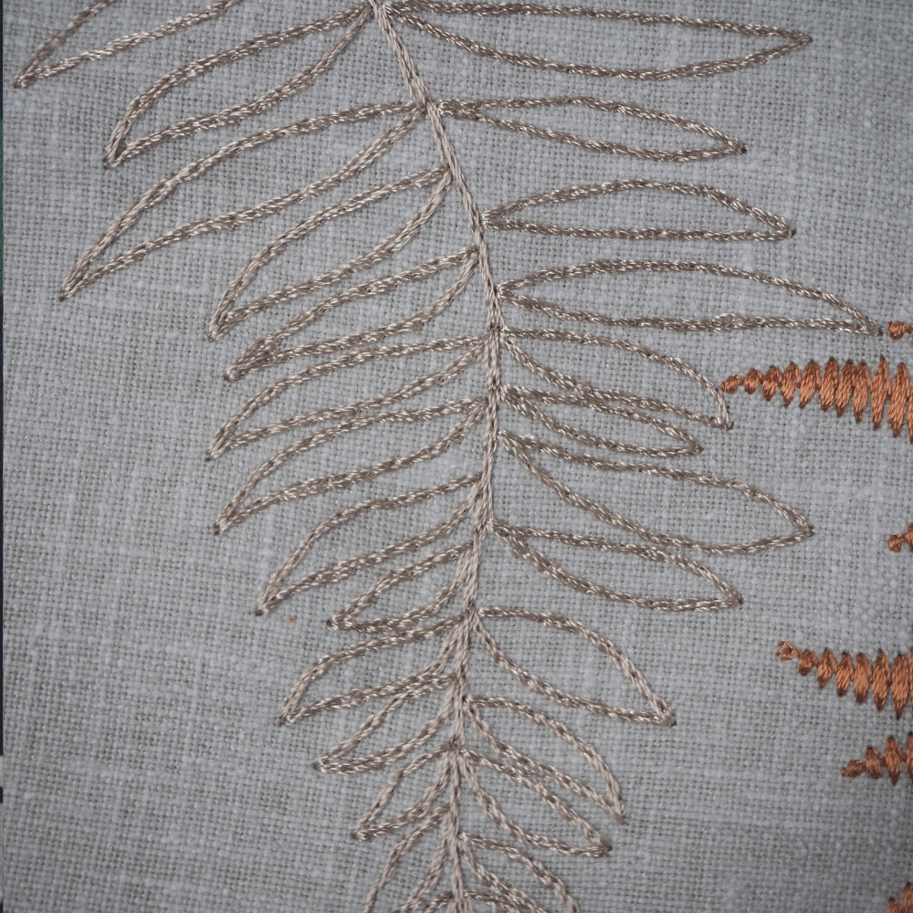 Prestigious embroidered fern design curtain fabric. - Clearance Fabric Shop