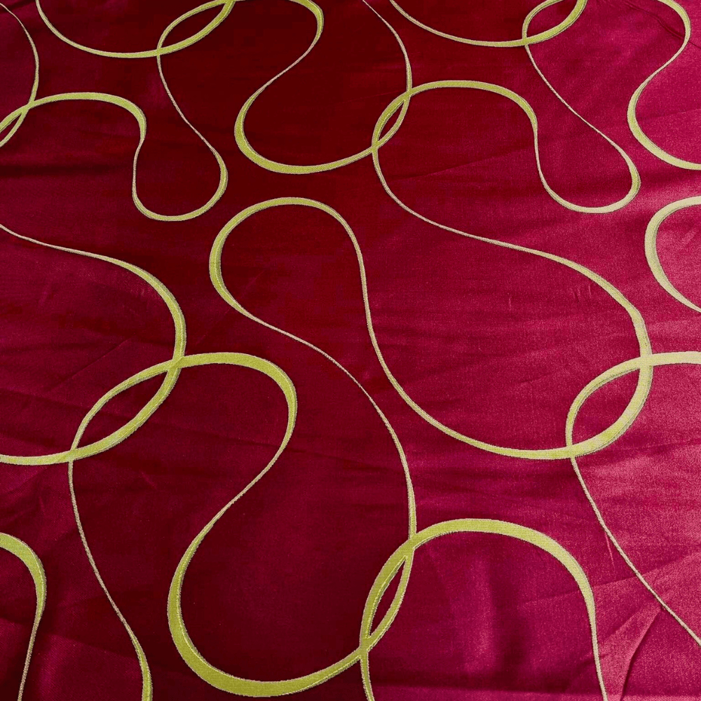 Red and Gold taffeta type Curtain Fabric. - Clearance Fabric Shop