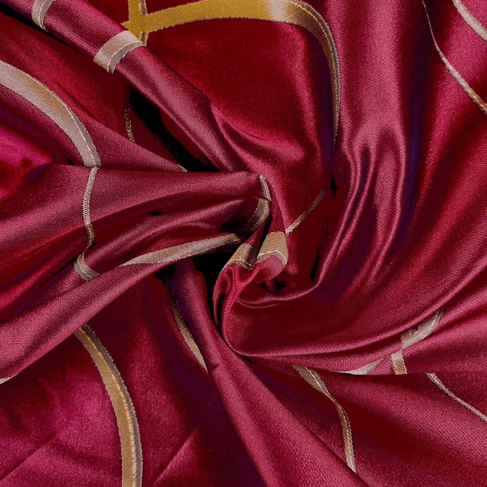 Red and Gold taffeta type Curtain Fabric. - Clearance Fabric Shop