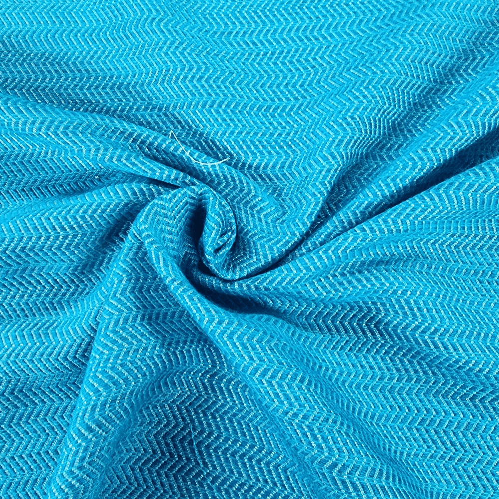 Romo Turquoise Herringbone Jacquard Curtain Fabric. - Clearance Fabric Shop