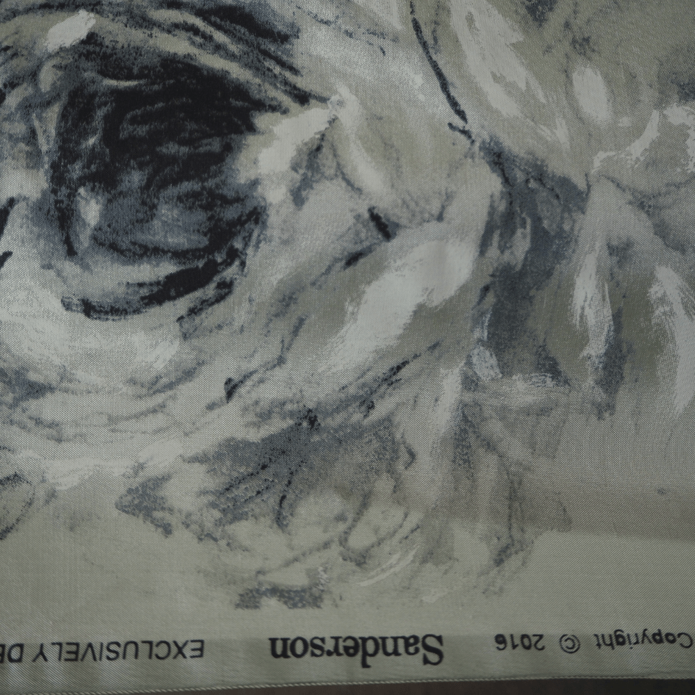 Rosa Silk curtain fabric by Sanderson in mint/grey. - Clearance Fabric Shop