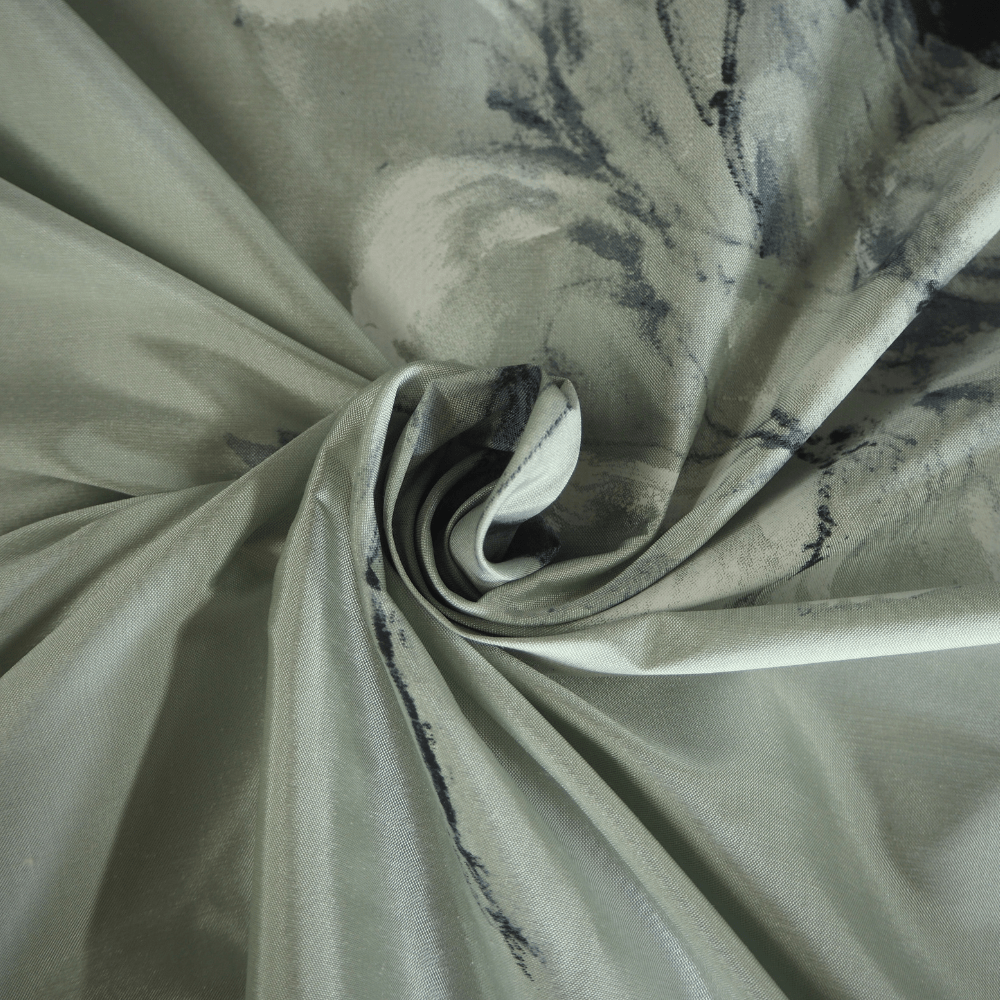 Rosa Silk curtain fabric by Sanderson in mint/grey. - Clearance Fabric Shop