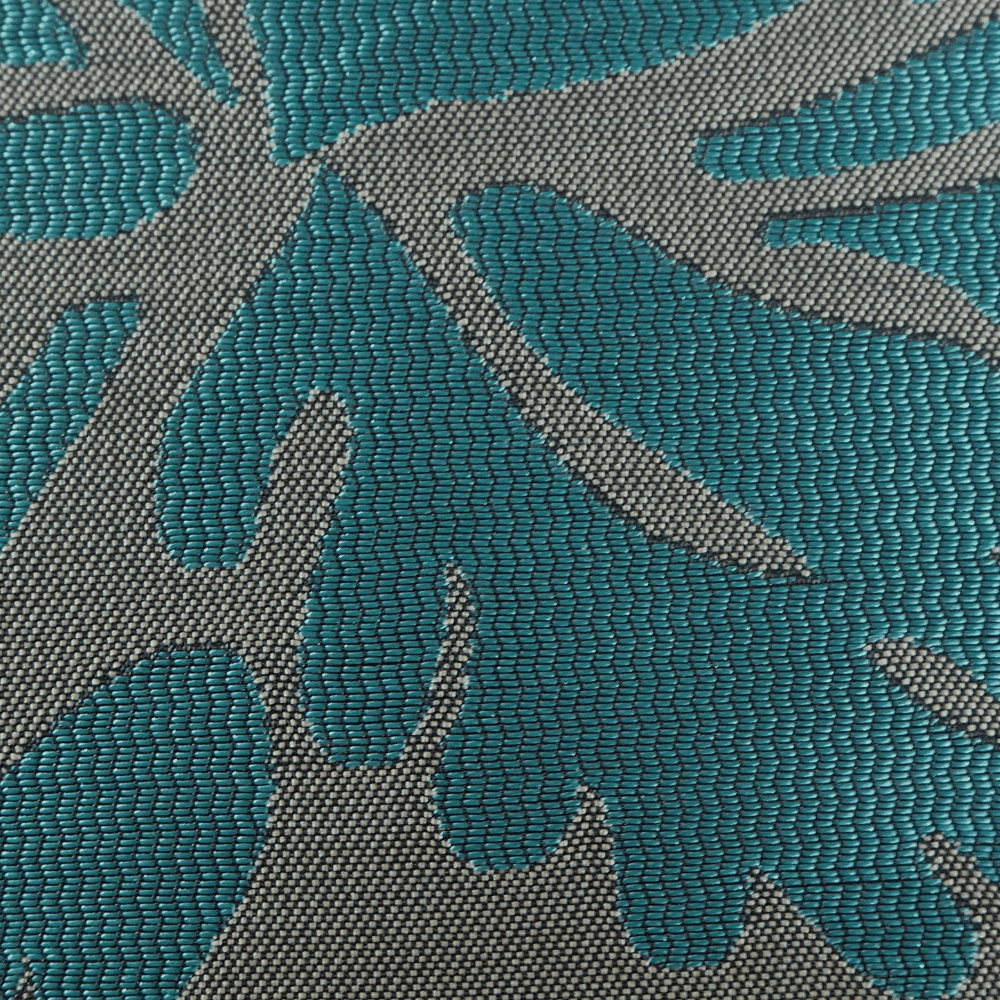 Steel Grey and Turquoise Damask type curtain fabric - Clearance Fabric Shop