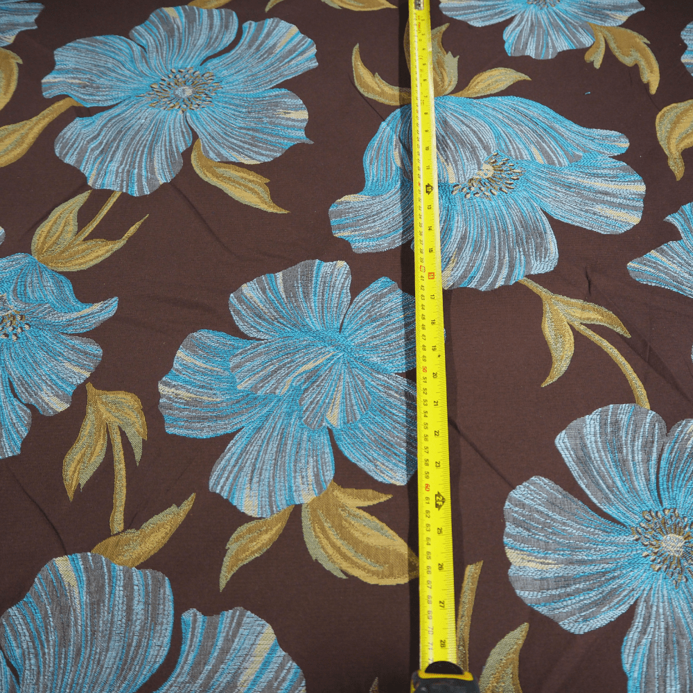 Stunning Brown and turquoise Floral heavy Curtain and Upholstery Fabric. - Clearance Fabric Shop