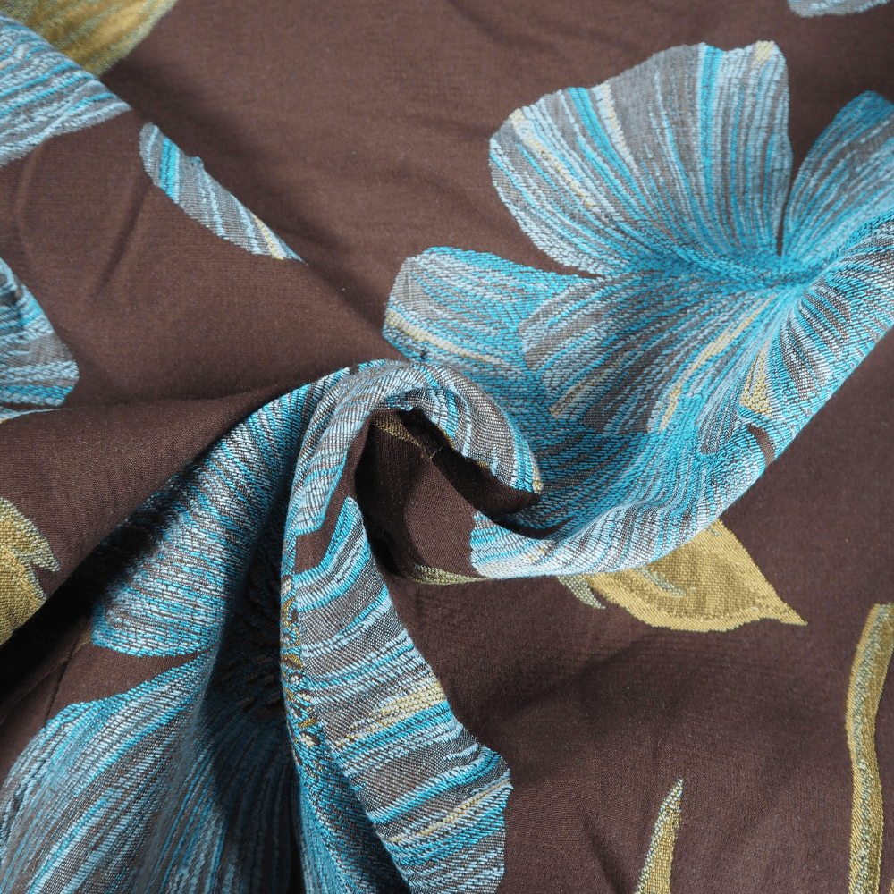Stunning Brown and turquoise Floral heavy Curtain and Upholstery Fabric. - Clearance Fabric Shop