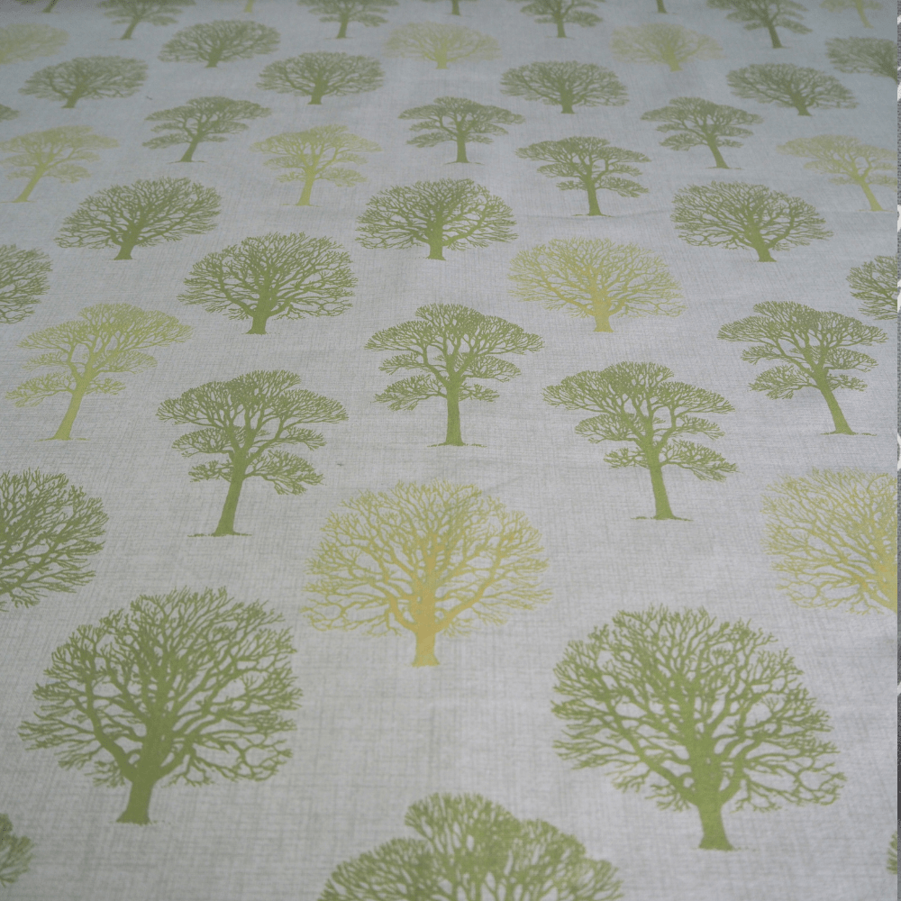 Tree design in shades of green and yellow Curtain Fabric. - Clearance Fabric Shop