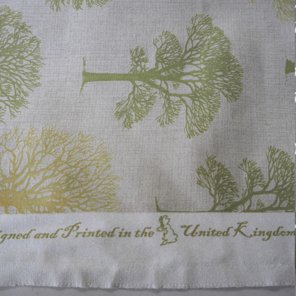Tree design in shades of green and yellow Curtain Fabric. - Clearance Fabric Shop