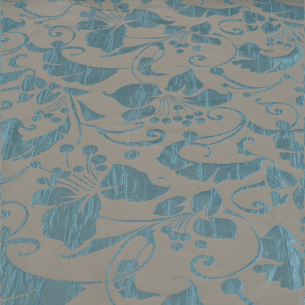 Turquoise and Light Grey Brocade type Curtain Fabric. - Clearance Fabric Shop