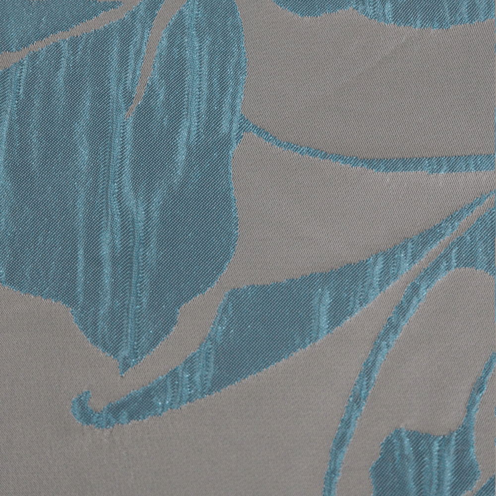 Turquoise and Light Grey Brocade type Curtain Fabric. - Clearance Fabric Shop