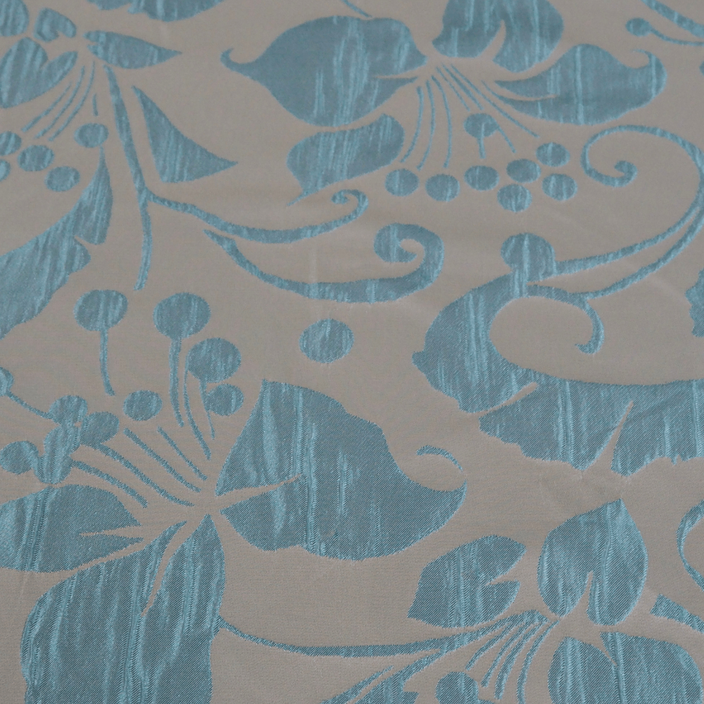 Turquoise and Light Grey Brocade type Curtain Fabric. - Clearance Fabric Shop